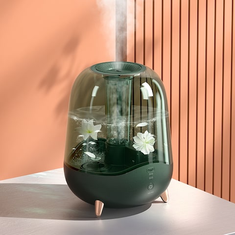 Deerma F329 Crystal Clear بالموجات فوق الصوتية Cool Mist Humidifier 5L سعة صامت الروائح الناشر خزان مياه شفاف   حماية نقص المياه - أبيض