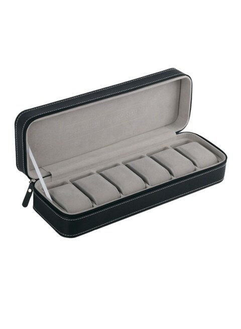 Generic 6-Slot PU Leather Watch Box