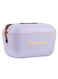 Polarbox 20L Portable Ice Box, For Outdoor Use, Drinks And Food, Classic Storage Box, Lilac/Yellow Cooler with Brown Leather Strap