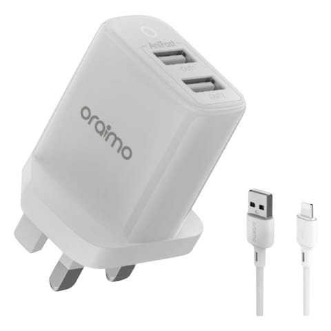 Oraimo Ocwu67Dc53 Firefly 2U Lightning Wall Charger Kit 12W White