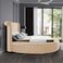 In House Lotus Velvet Bed Frame - Queen - 200x160 cm - Beige
