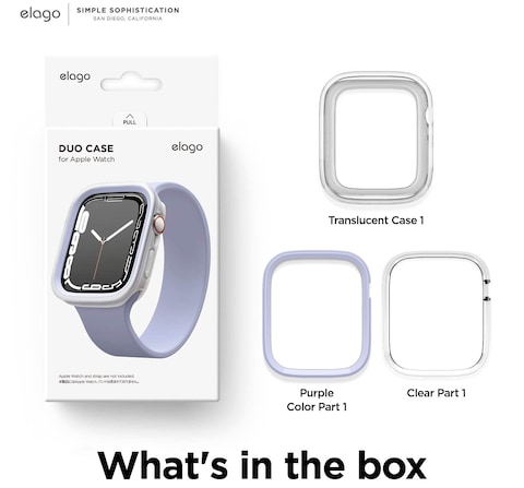 Elago Duo for Apple Watch Series 8/7 (45mm), Series 6/SE/5/4 (44mm) cover case - Clear Purple