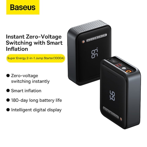 2-in-1 Jump Starter with Air Compressor &amp; Power Bank, 1000A Peak, 8000mAh Battery, LED Display for Battery &amp; Tire Pressure, 150PSI Tire Inflator, Supports Up to 4.0L Gas/2.5L Diesel, Fast Charger 3.0.