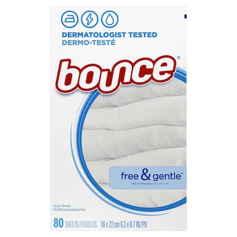 Bounce Free and Gentle Fabric Softener Dryer Sheets, 80 Count