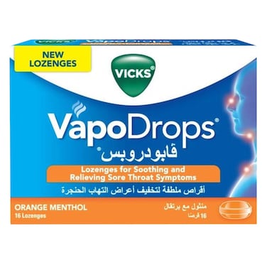 Vicks Vapodrops Orange Menthol Tablets 16 Pieces