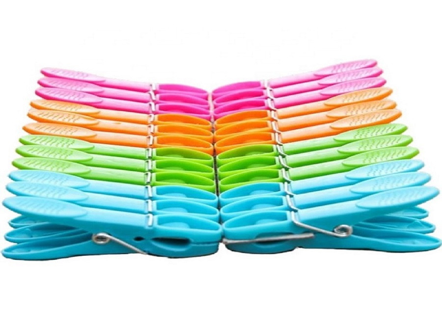 24-Pieces Plastic Clothes Peg Set Multicolor 7cm