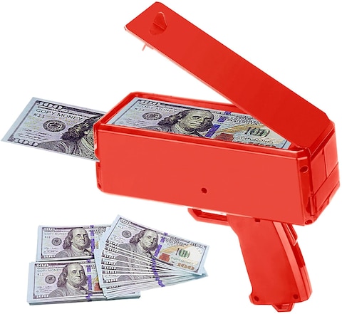 Make It Rain Money Gun Paper Playing Spary Money Toy Gun, Prop Money Gun With 100 Pcs Play Money Cash Gun Party Supplies