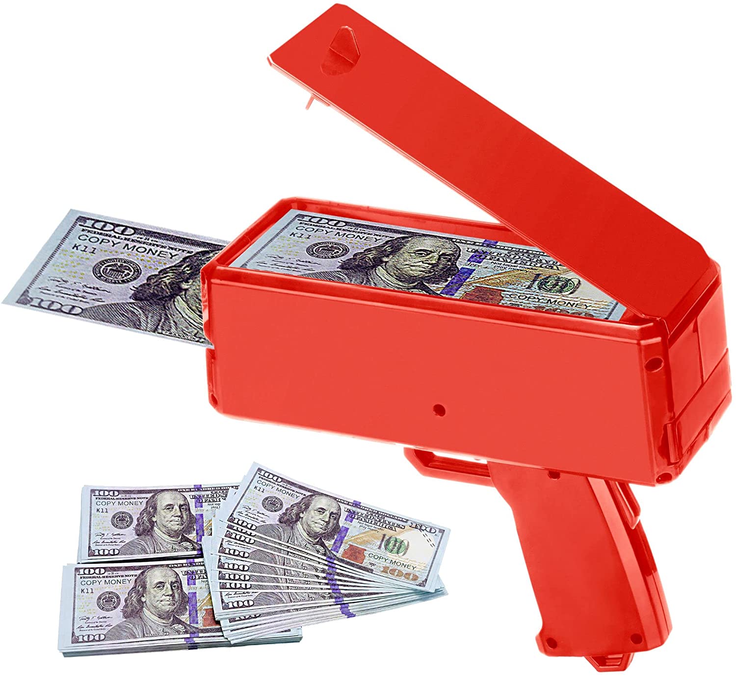 Make It Rain Money Gun Paper Playing Spary Money Toy Gun, Prop Money Gun With 100 Pcs Play Money Cash Gun Party Supplies