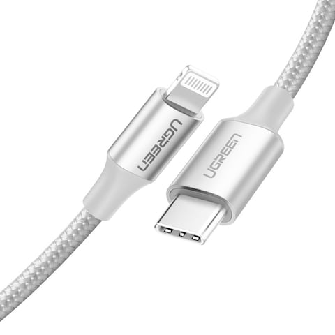 UGREEN USB-C to Lightning MFI Cable Alu Case with Nylon Braided 3A PD Fast Charging 1m SIL