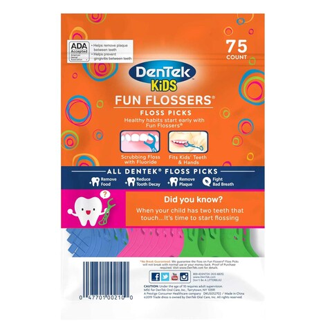 DenTek Fun Flossers Floss Pick for Kids 75 Count