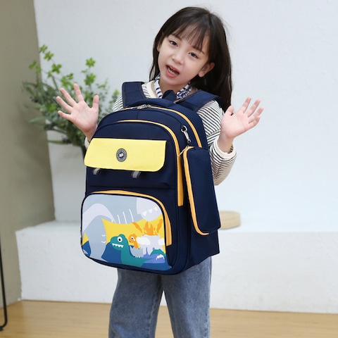 Eazy Kids School Bag Dino w/t Pencil Case -Blue