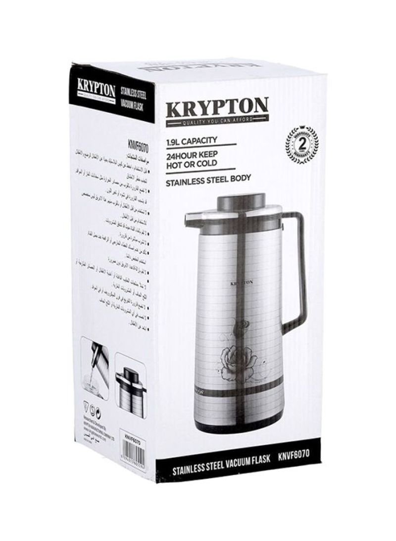 Krypton Double Glass Liner Vaccum Flask Silver/Black 1.9L