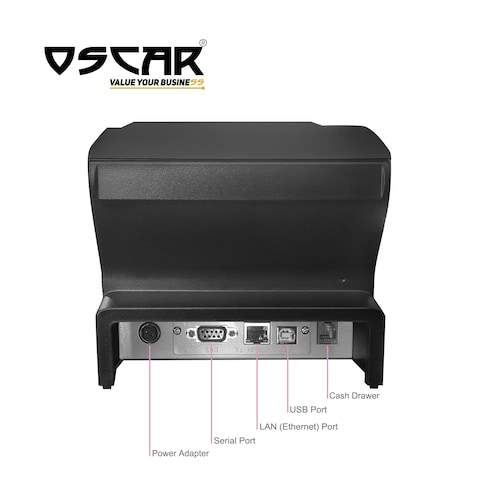 OSCAR POS88F 80mm Thermal Bill POS Receipt Printer USB &amp; Serial &amp; Ethernet With Auto Cutter &amp; Kitchen Beep ESC POS Support Black Color