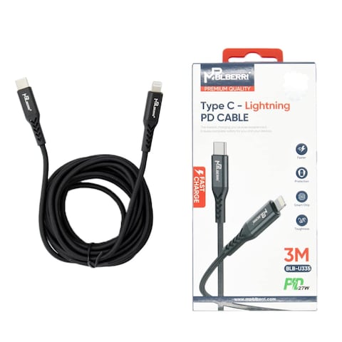 mpBLBERRI BLB-U335 Type C - Lightning PD Cable 3 Meter, Black