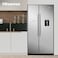 Hisense 562L Net Capacity 2 Door Side By Side Refrigerator With Water Dispenser, Silver, RS741N4WSU