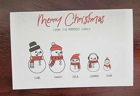 Pack od 10 Snow family persoanlised cards