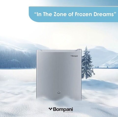 Bompani 64L Gross Capacity Single Door Refrigerators Silver 64 Ltrs Defrost Recessed Handle R600A Inside Condenser BR64SLVR - 1 Year Full &amp; 5 Year Compressor Warranty - Silver