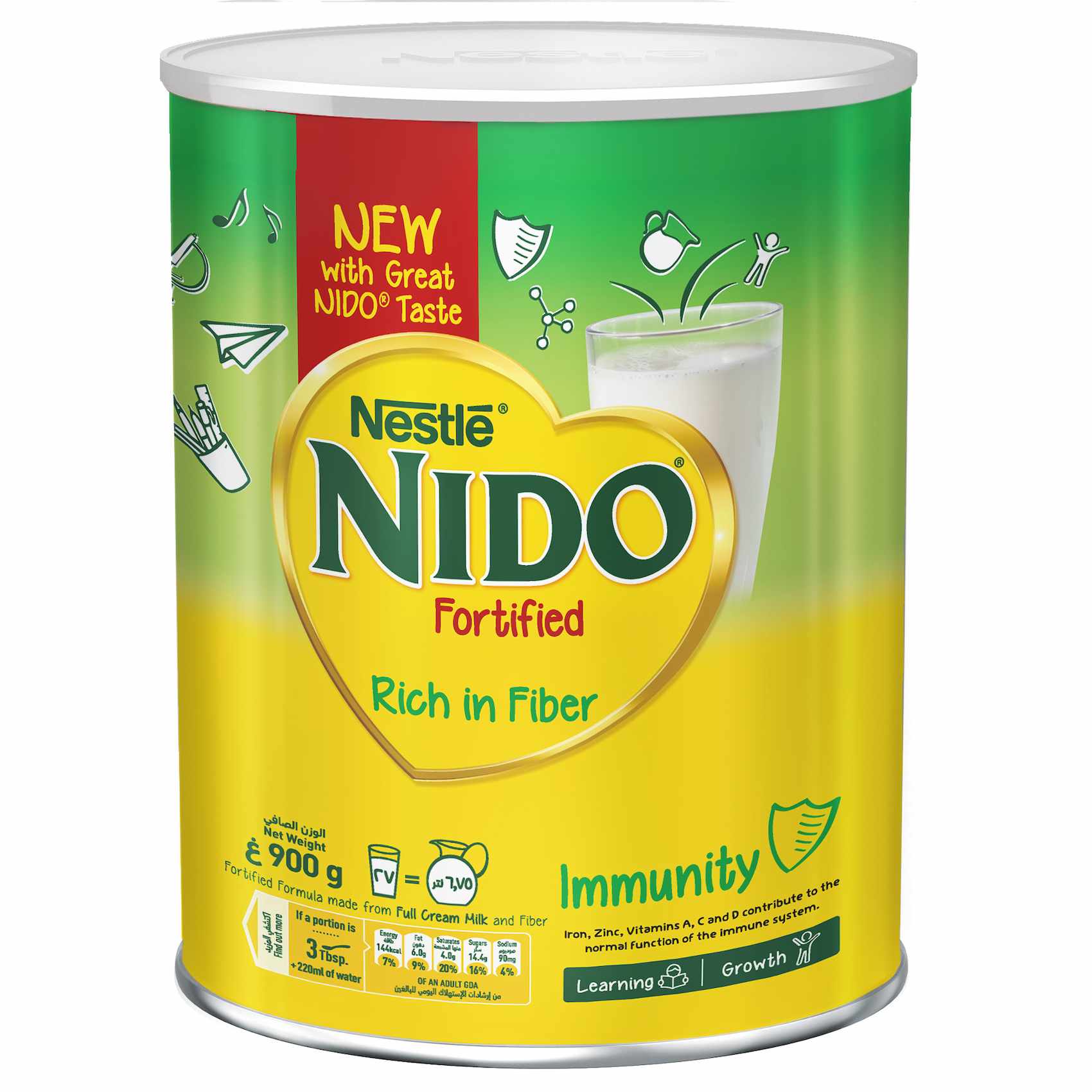 Nestle Nido Fortified Milk Powder Rich In Fiber Pouch 900g