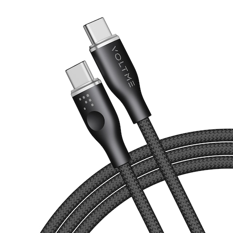 VOLTME Type C Cable 100W 1m, USB C to C Fast Charging Cable 5A, Premium Braided Nylon Phone Charger USB-C Cable for iPhone 15 Pro Max/Plus, iPad mini/MacBook/iPad Pro/Air, S24 Ultra, Huawei P60 Black
