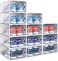 24 Pack Plastic Stackable Shoe Box Foldable Display Box Container(white)
