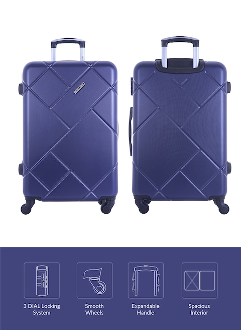 ParaJohn 3-Piece Hard Side ABS Spinner Luggage Trolley Set 20/24/28 Inch, Navy