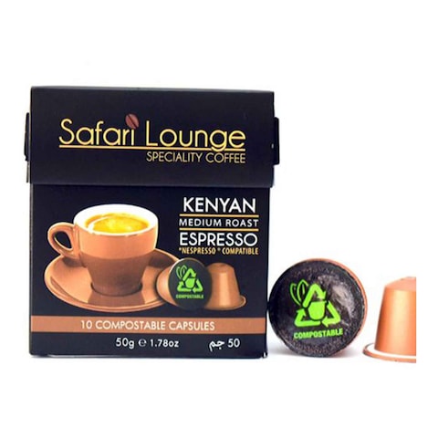Safari Lounge Kenyan Espresso Coffee Capsules 10 Pieces