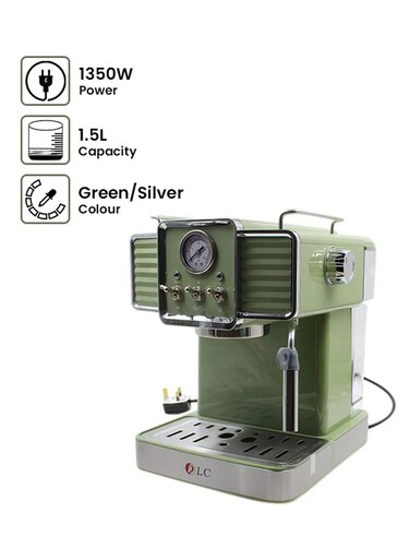 DLC Espresso Coffee Machine 1.5L, 1350W, cm7311, Green/Silver