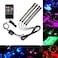 12V RGB LED Strip Light Atmosphere Decoration Lamp Car Interior Light with Remote Control, Black