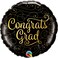 Qualatex Round Congrats Grad Doodles Foil Balloon- 18 Inch Size- Gold/Black