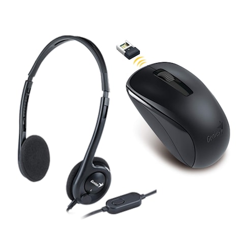 Genius MaxFighter Wireless Mouse With Over-Ear Headphone F-16U Black