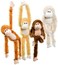 Fuzzy Friends 1 Each Burnt Orange, Blonde, Cream And Dark Brown Plush Monkey With Velcro Hands Furry Stuffed Animal, Set Of 4