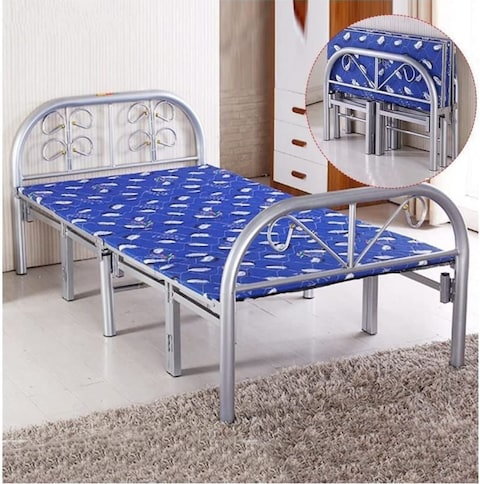 Galaxy Design Heavy Duty Metal Build Folding Bed Silver &amp; Blue Color - Single Size ( L x W x H ) 190 x 90 x 75 cm Model - GDF-19090FB.