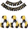 Party Time 31-Pieces Set of Black Happy Birthday Banner &amp; 30pcs 12" Black, Gold &amp; White Latex Balloons For Birthday Party Decoration - Party Supplies