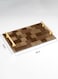 Lowha Decorative Acrylic Serving Tray With Gold Metal Handles And Fabric Pattern Design 20x30 cm