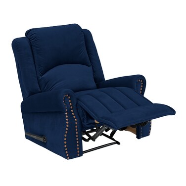 إن هاوس كرسي استرخاء ثابت منجد بالمخمل - كحلي - NZ120