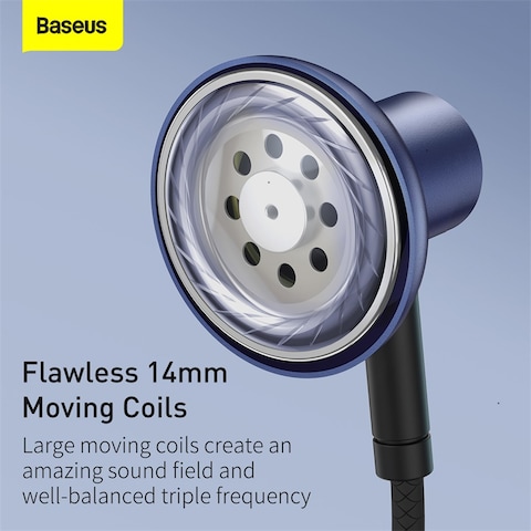 Baseus Encok H19 3.5mm wired earphone with microphone and remote control 1.2M-  Navy