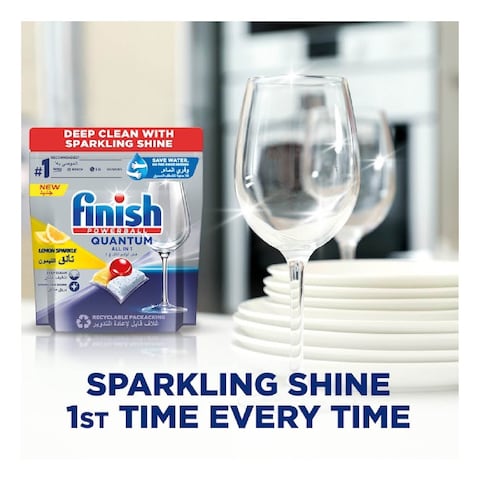 Finish Powerball Quantum All In 1 Lemon Sparkle Dishwasher Detergent 40 Tablets