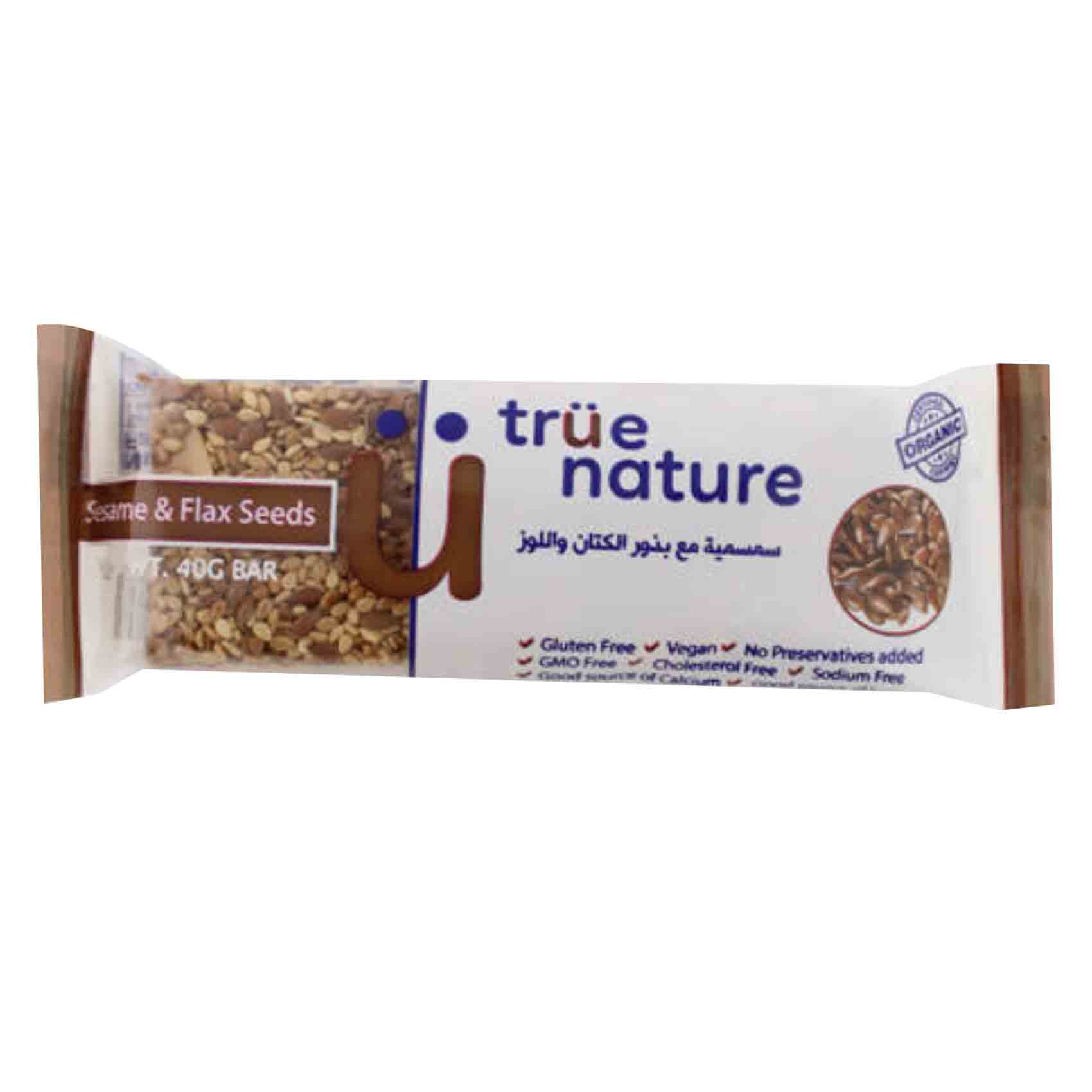 True Nature Sesame &amp; Flax Seeds Bar 40GR