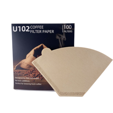 Coffee Filters Size 02, 100 Count 2-4Cups Unbleached Natural Brown U102 Disposable Coffee Filter Paper, Compatible with Conical Shaped Pour Over Coffee Dipper and Drip Coffee Maker