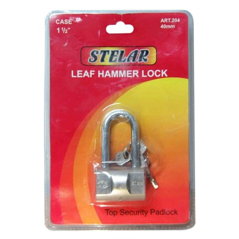 Stelar Stainless Steel Leaf Hammer Padlock 40mm