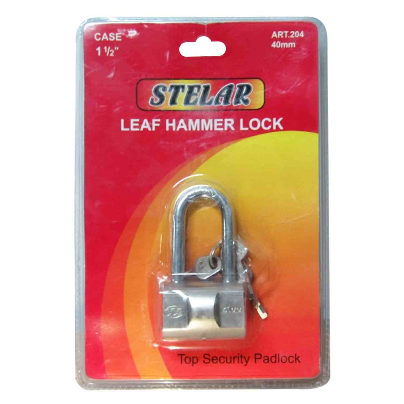 Stelar Stainless Steel Leaf Hammer Padlock 40mm