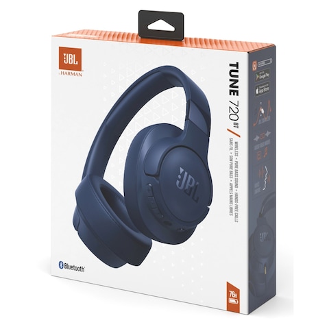 JBL Tune 720BT Headphones With Mic Wireless Over-Ear Blue