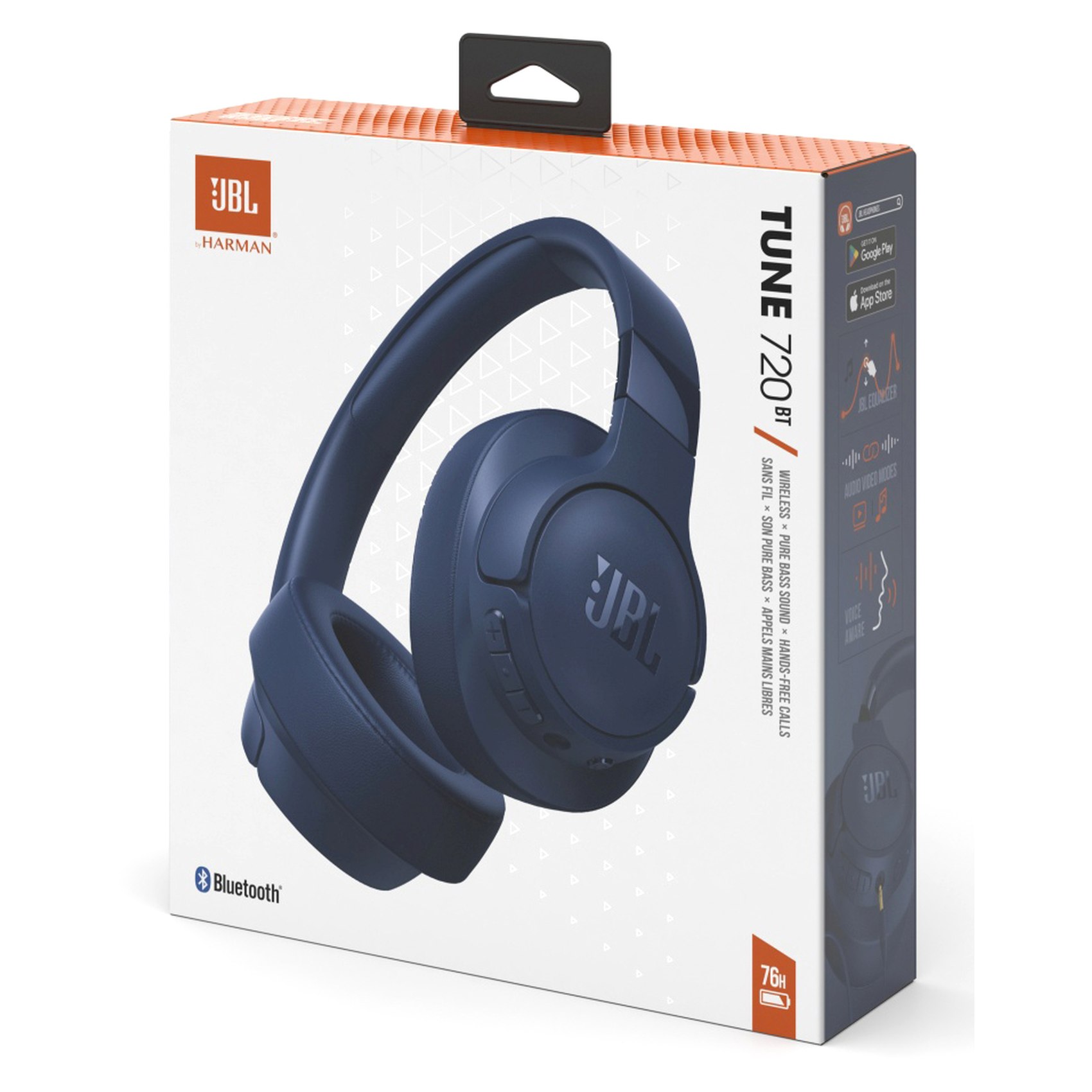 JBL Tune 720BT Headphones With Mic Wireless Over-Ear Blue