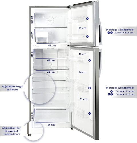 Super General 333L Net Capacity Double Door Refrigerator, Inox, SGR410I