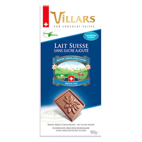 Villars No Sugar Added Milk Chocolate Bar 100g