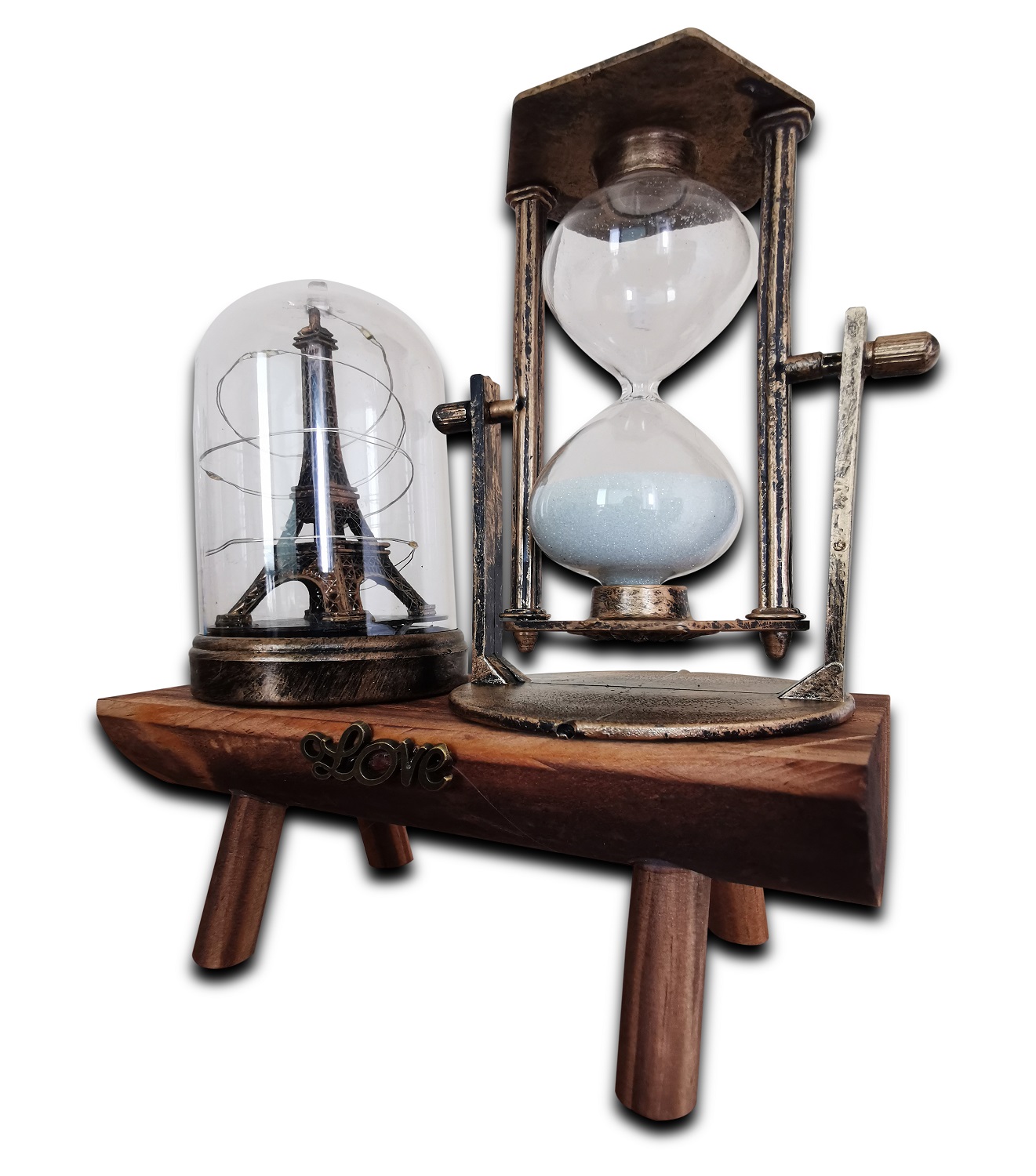 Sandglass Statue European Glass Decor Decorative Retro Clock Vintage Desktop Office Illuminate Sands for Souvenir Lights Craft with Random Tower Hourglass Eiffel Hour Sand Style