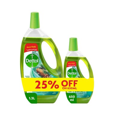 Dettol 4in1 Multi Action Cleaner, Pine - 1.3 Liter + 650 ml