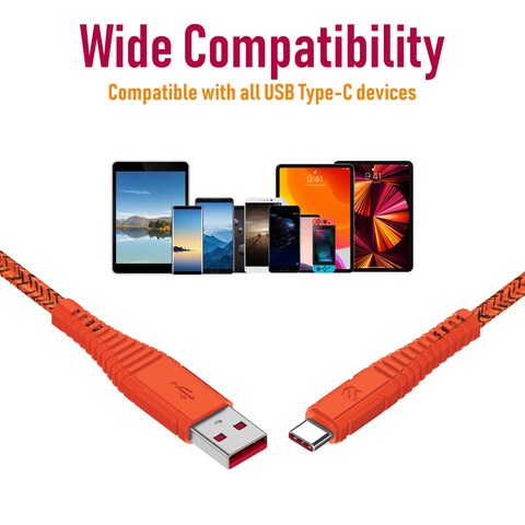 Moxedo Velox  Nylon Braided Cable USB-A to USB-C Cable Fast Charge &amp; Data Sync Compatible with Galaxy S21,S20,S10,Note 10/9,A51,A11,Switch,Pixel,LG &amp; more 2.0m