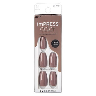 Kiss impress Color 86740 Press On Manicure Artificial Nails Medium 30 Pieces Dusk Till Dawn