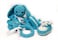 Pikkaboo Snuggleandplay Soft Crocheted Bunny Set - Blue And White